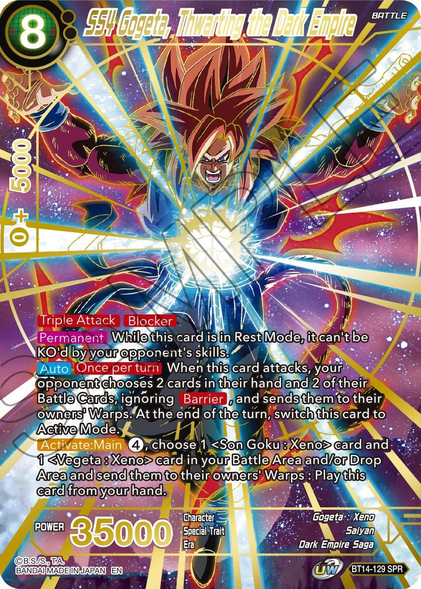 SS4 Gogeta, Thwarting the Dark Empire (SPR) (BT14-129) [Cross Spirits] | Arkham Games and Comics