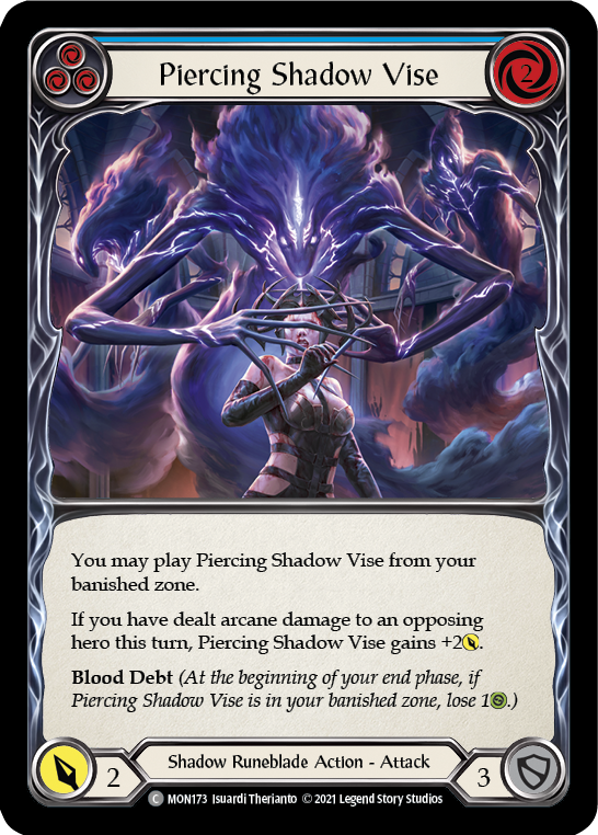 Piercing Shadow Vise (Blue) [MON173-RF] (Monarch)  1st Edition Rainbow Foil | Arkham Games and Comics