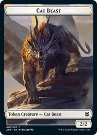 Cat Beast // Plant Double-sided Token [Zendikar Rising Tokens] | Arkham Games and Comics