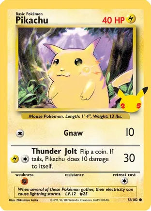 Pikachu (58/102) (25th Anniversary) (Jumbo Card) [Celebrations: 25th Anniversary] | Arkham Games and Comics