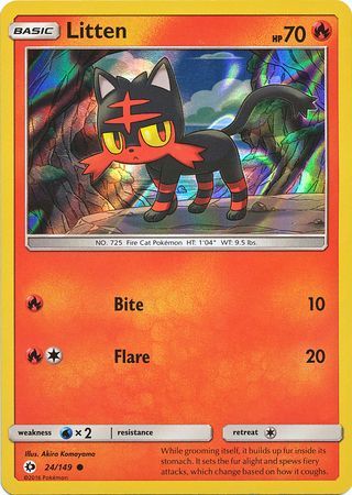 Litten (24/149) (Water Web Holo) [Sun & Moon: Base Set] | Arkham Games and Comics