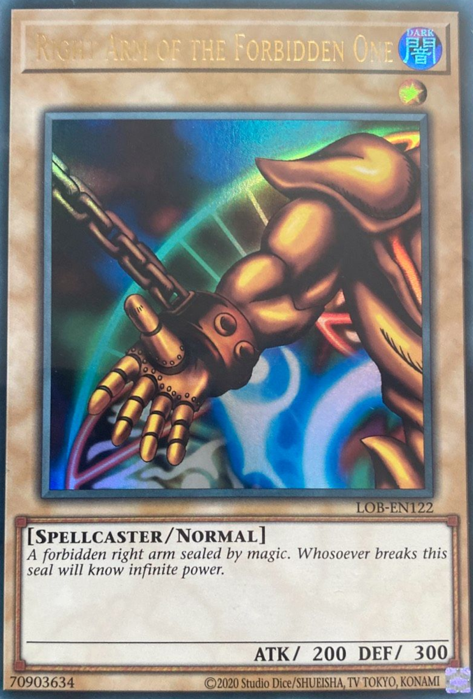 Right Arm of the Forbidden One (25th Anniversary) [LOB-EN122] Ultra Rare | Arkham Games and Comics