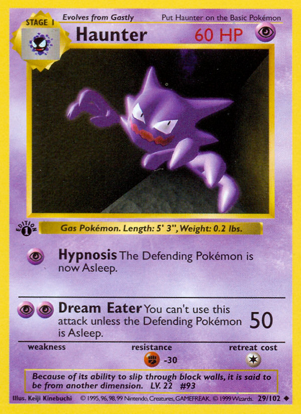 Haunter (29/102) (Shadowless) [Base Set 1st Edition] | Arkham Games and Comics