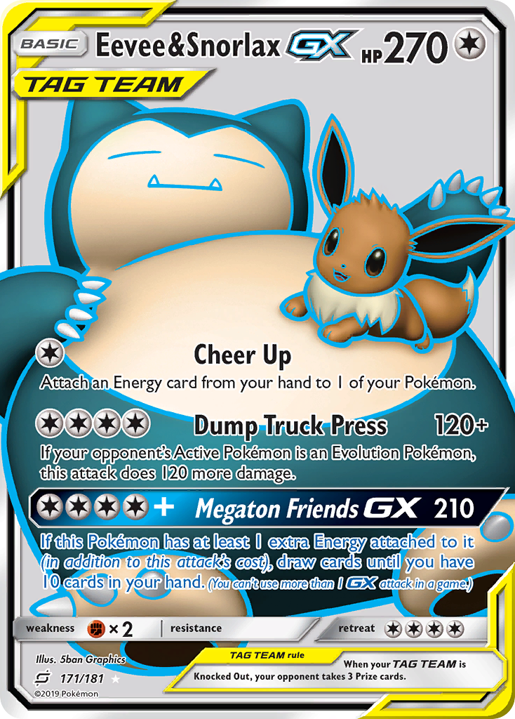 Eevee & Snorlax GX (171/181) [Sun & Moon: Team Up] | Arkham Games and Comics