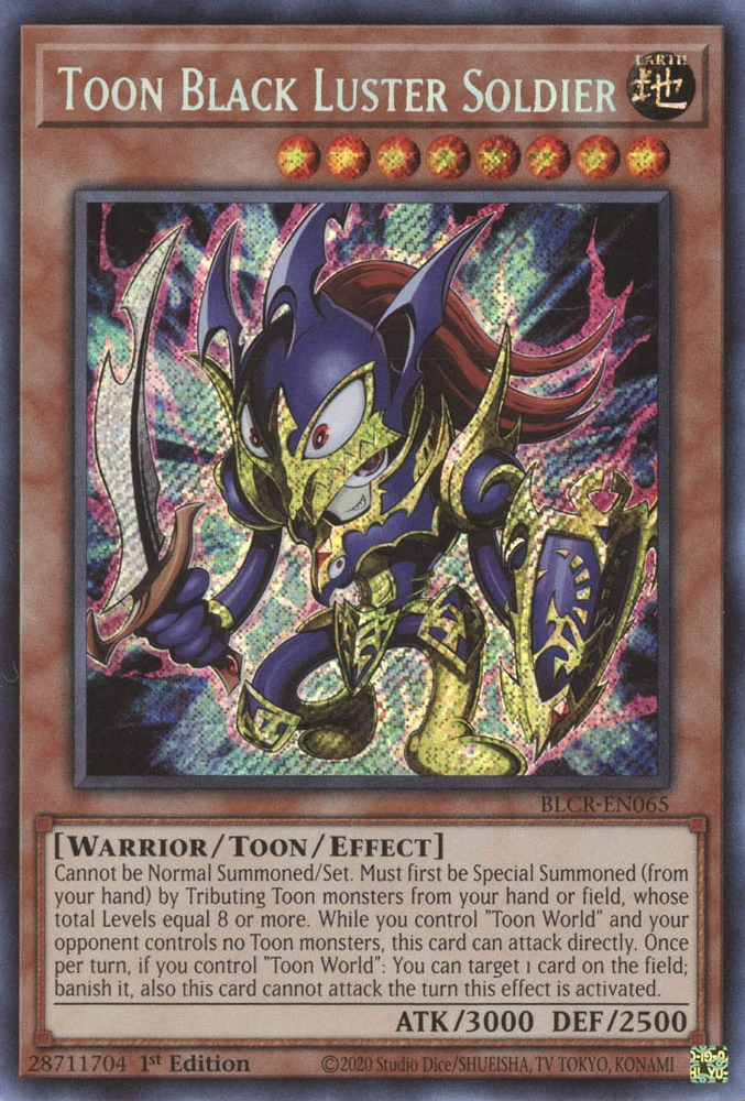 Toon Black Luster Soldier [BLCR-EN065] Secret Rare | Arkham Games and Comics