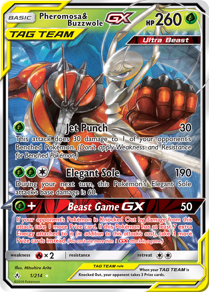Pheromosa & Buzzwole GX (1/214) [Sun & Moon: Unbroken Bonds] | Arkham Games and Comics