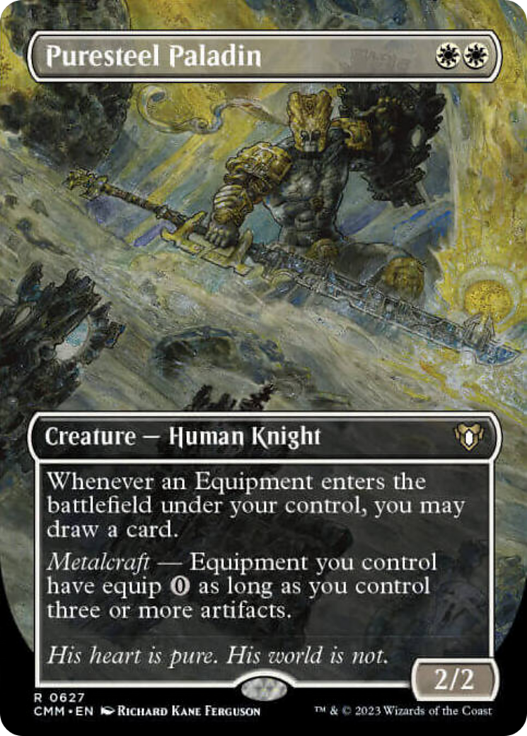 Puresteel Paladin (Borderless Alternate Art) [Commander Masters] | Arkham Games and Comics