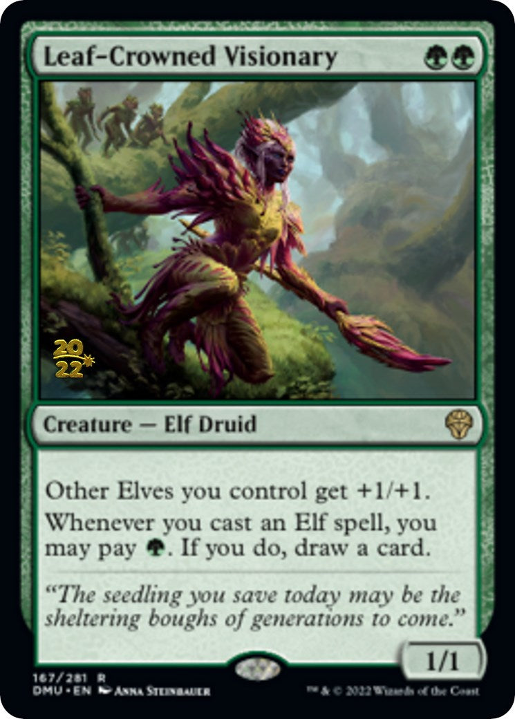 Leaf-Crowned Visionary [Dominaria United Prerelease Promos] | Arkham Games and Comics