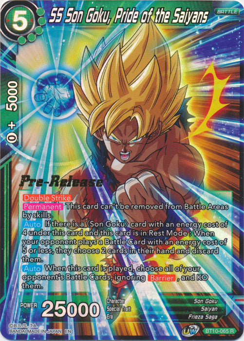 SS Son Goku, Pride of the Saiyans (BT10-065) [Rise of the Unison Warrior Prerelease Promos] | Arkham Games and Comics