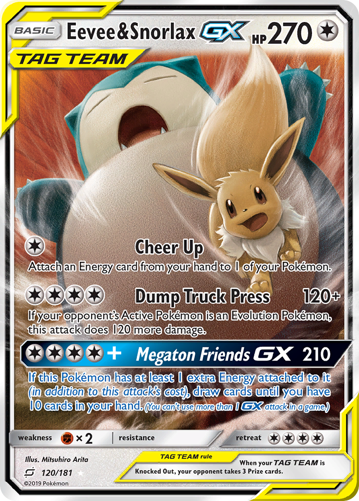 Eevee & Snorlax GX (120/181) [Sun & Moon: Team Up] | Arkham Games and Comics