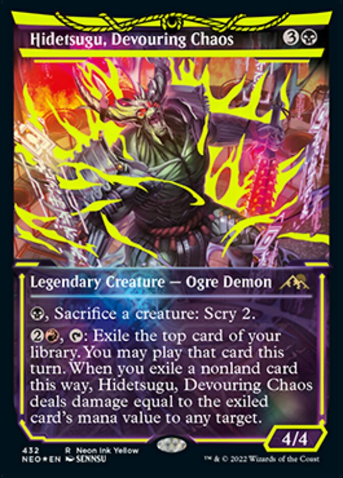 Hidetsugu, Devouring Chaos (Neon Ink Yellow) [Kamigawa: Neon Dynasty] | Arkham Games and Comics