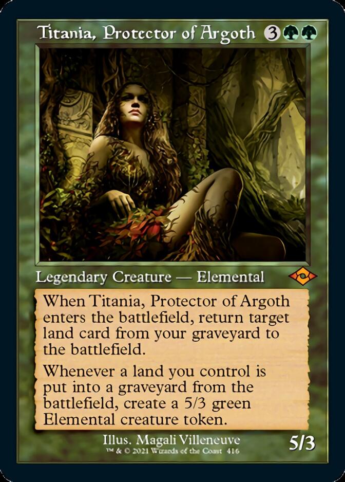 Titania, Protector of Argoth (Retro Foil Etched) [Modern Horizons 2] | Arkham Games and Comics