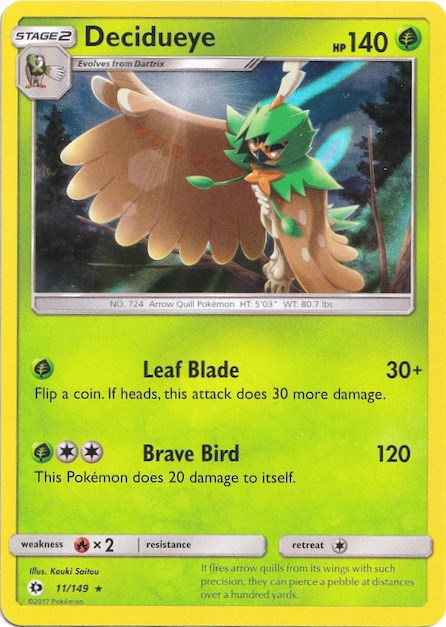 Decidueye (11/149) (Water Web Holo) [Sun & Moon: Base Set] | Arkham Games and Comics