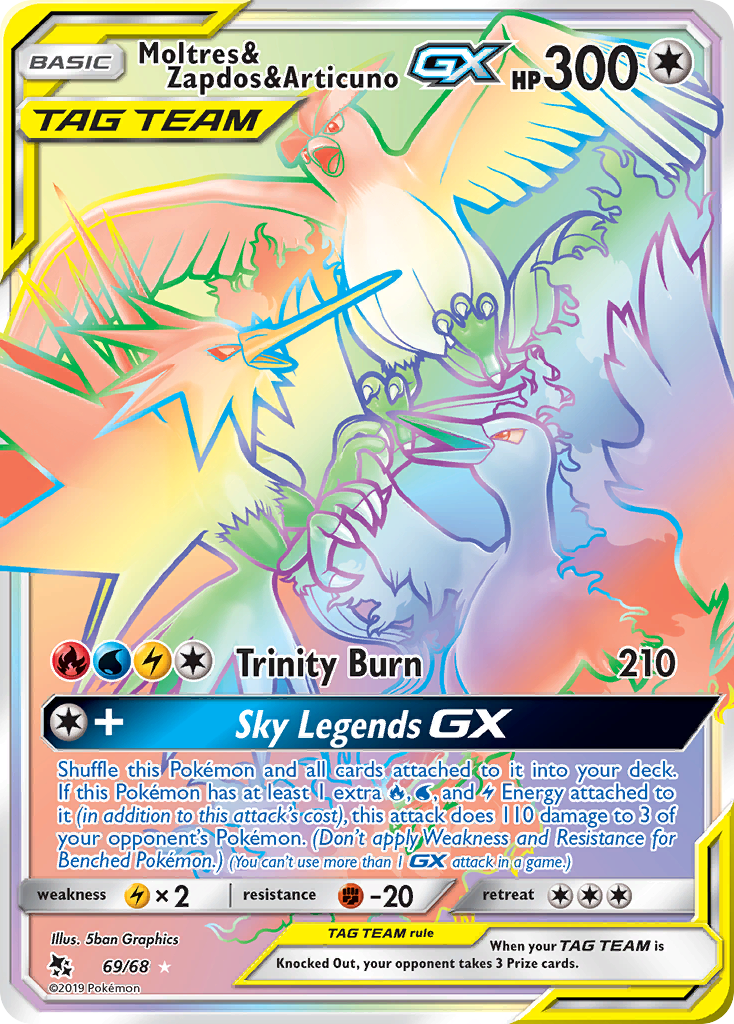 Moltres & Zapdos & Articuno GX (69/68) [Sun & Moon: Hidden Fates] | Arkham Games and Comics