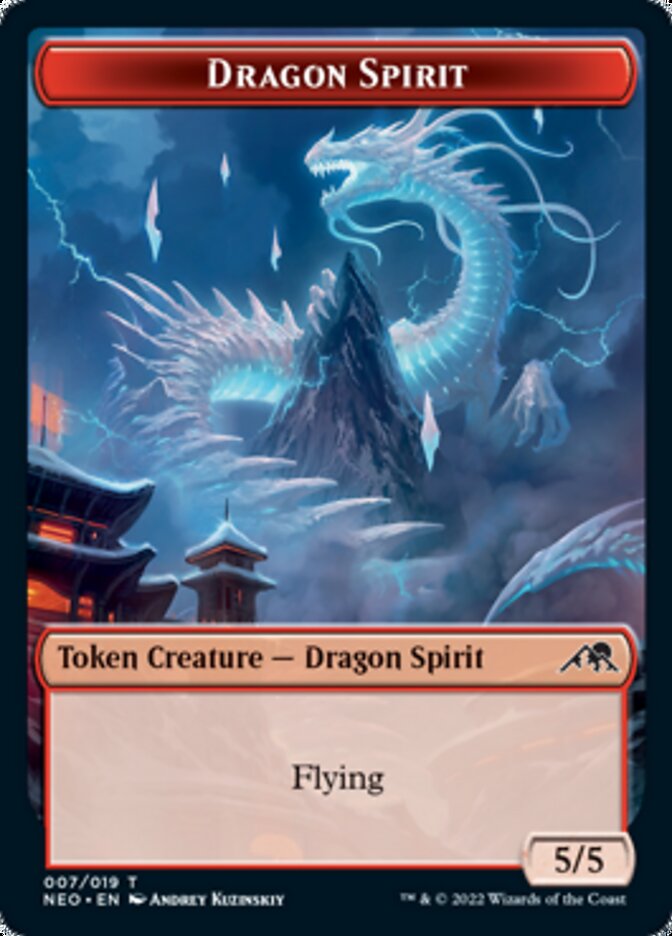 Spirit (002) // Dragon Spirit Double-sided Token [Kamigawa: Neon Dynasty Tokens] | Arkham Games and Comics