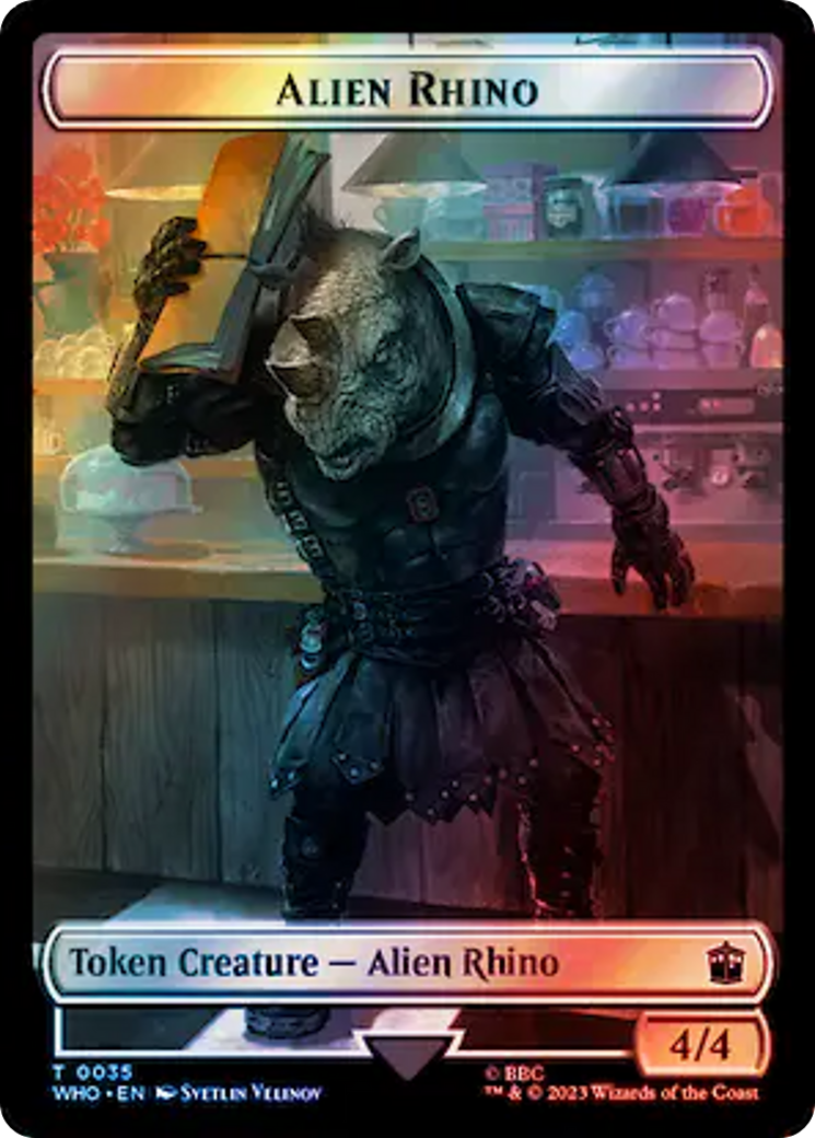 Alien Rhino // Food (0059) Double-Sided Token (Surge Foil) [Doctor Who Tokens] | Arkham Games and Comics