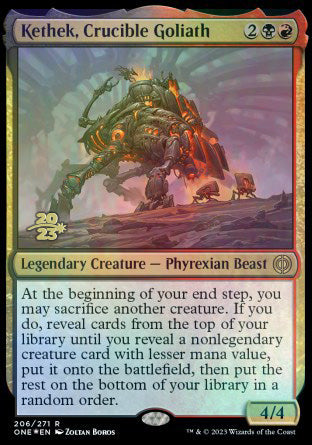 Kethek, Crucible Goliath [Phyrexia: All Will Be One Prerelease Promos] | Arkham Games and Comics