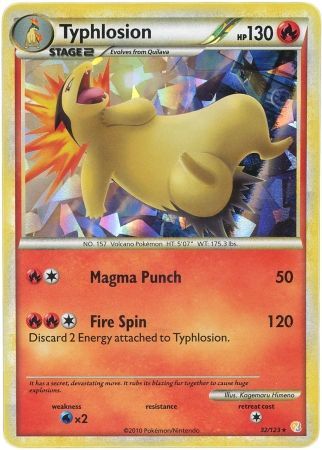 Typhlosion (32/123) (Cracked Ice Holo) [HeartGold & SoulSilver: Base Set] | Arkham Games and Comics