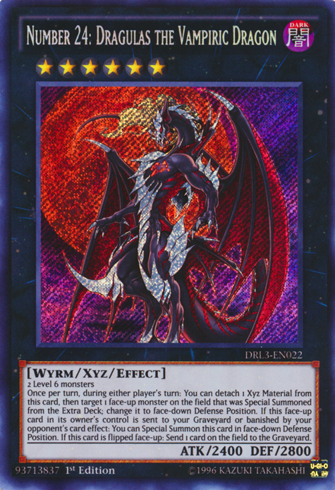 Number 24: Dragulas the Vampiric Dragon [DRL3-EN022] Secret Rare | Arkham Games and Comics