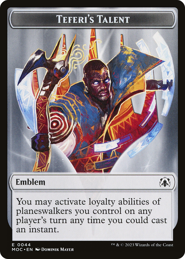 First Mate Ragavan // Teferi's Talent Emblem Double-Sided Token [March of the Machine Commander Tokens] | Arkham Games and Comics