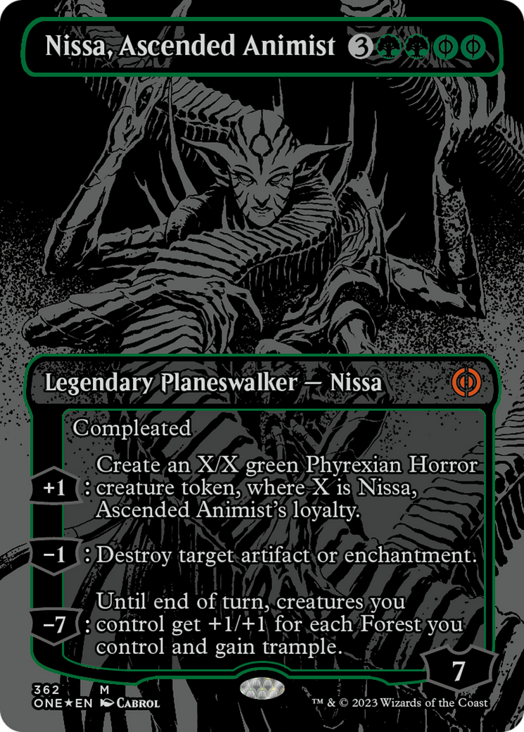 Nissa, Ascended Animist (Oil Slick Raised Foil) [Phyrexia: All Will Be One] | Arkham Games and Comics