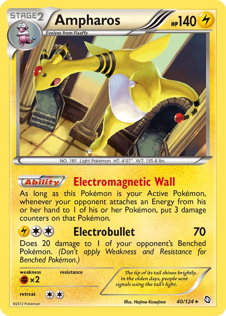 Ampharos (40/124) (Cosmos Holo) (Blister Exclusive) [Black & White: Dragons Exalted] | Arkham Games and Comics