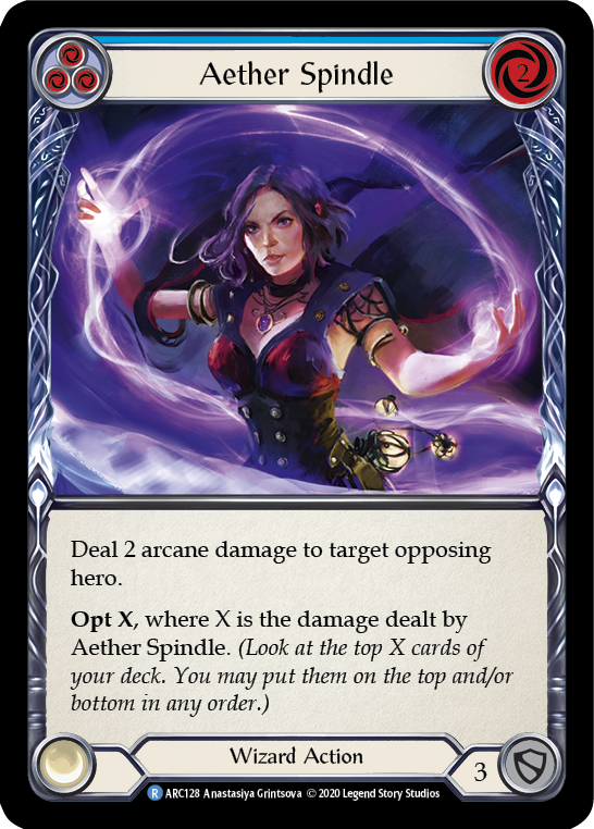 Aether Spindle (Blue) [U-ARC128] (Arcane Rising Unlimited)  Unlimited Rainbow Foil | Arkham Games and Comics