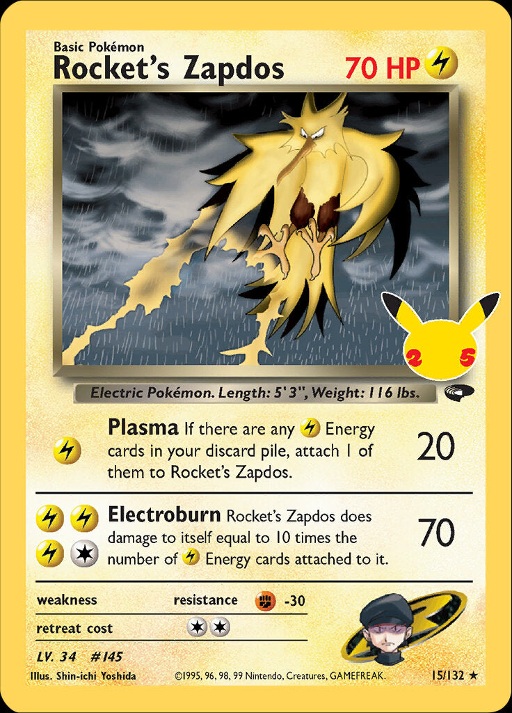 Rocket's Zapdos (15/132) [Celebrations: 25th Anniversary - Classic Collection] | Arkham Games and Comics