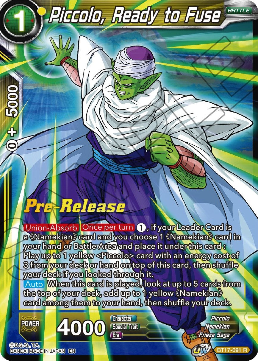 Piccolo, Ready to Fuse (BT17-091) [Ultimate Squad Prerelease Promos] | Arkham Games and Comics