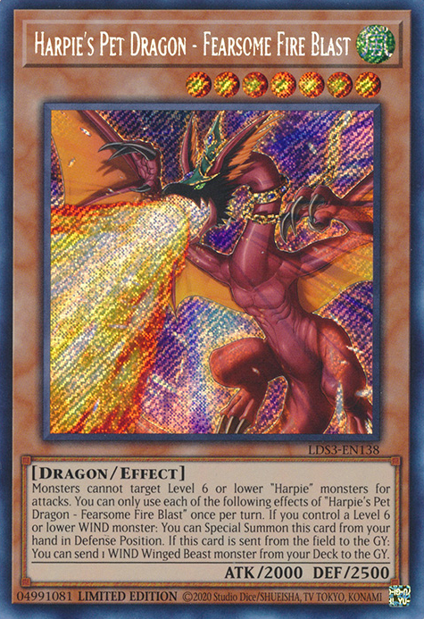 Harpie's Pet Dragon - Fearsome Fire Blast [LDS3-EN138] Secret Rare | Arkham Games and Comics