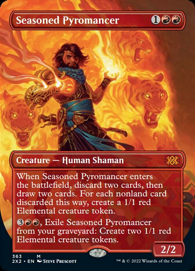 Seasoned Pyromancer (Borderless Alternate Art) [Double Masters 2022] | Arkham Games and Comics