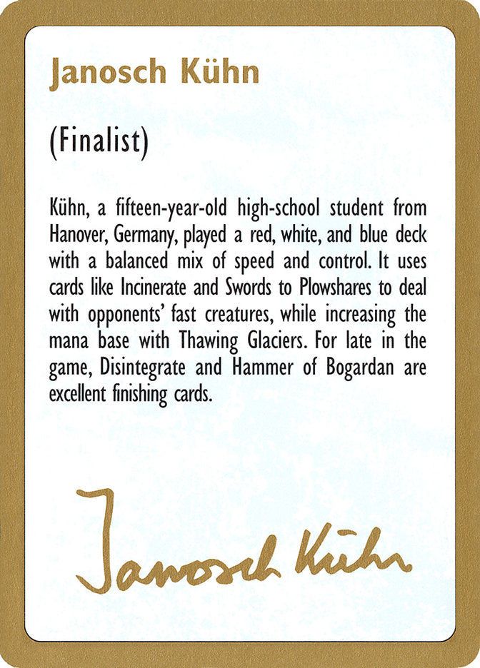 Janosch Kühn Bio [World Championship Decks 1997] | Arkham Games and Comics