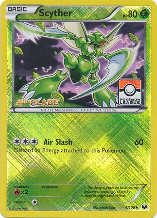 Scyther (4/108) (League Promo 4th Place) [Black & White: Dark Explorers] | Arkham Games and Comics