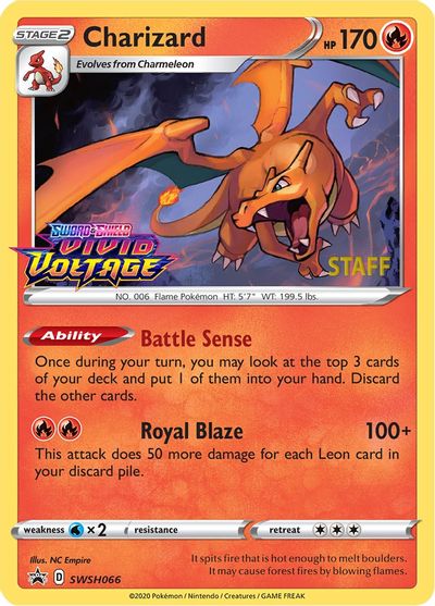 Charizard (SWSH066) (Staff Prerelease Promo) [Sword & Shield: Black Star Promos] | Arkham Games and Comics