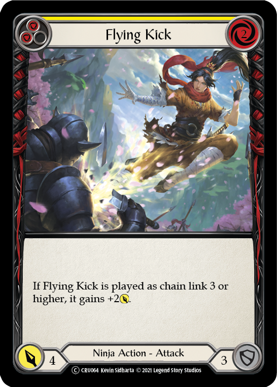 Flying Kick (Yellow) [U-CRU064] (Crucible of War Unlimited)  Unlimited Rainbow Foil | Arkham Games and Comics