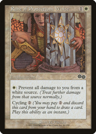 Rune of Protection: White [Urza's Saga] | Arkham Games and Comics