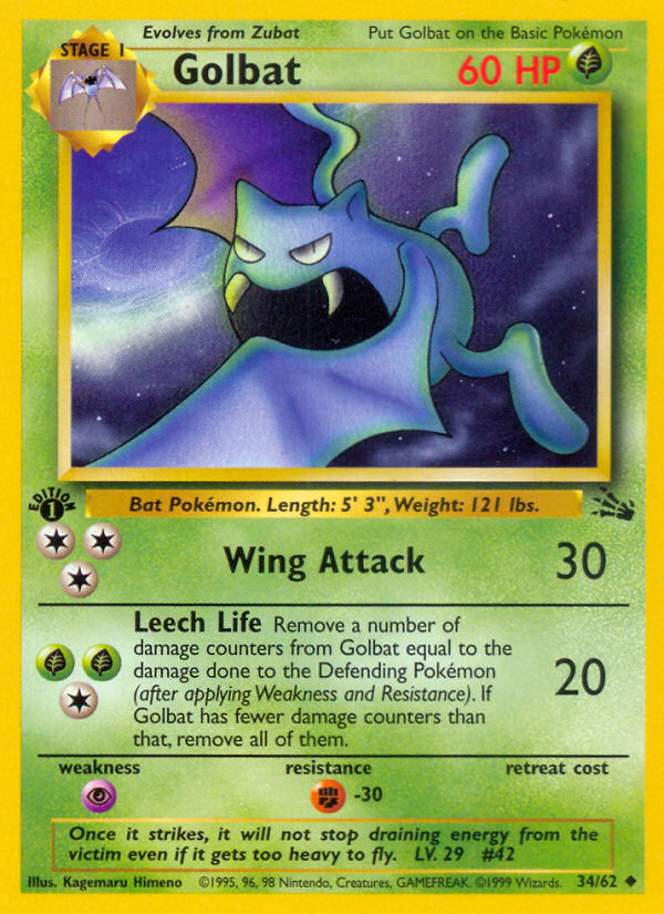 Golbat (34/62) [Fossil 1st Edition] | Arkham Games and Comics