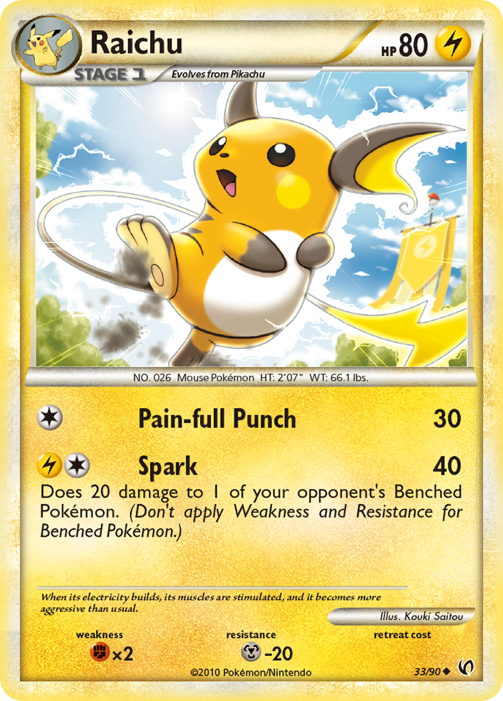 Raichu (33/90) [HeartGold & SoulSilver: Undaunted] | Arkham Games and Comics