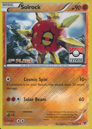 Solrock (64/146) (4th Place League Challenge Promo) [XY: Base Set] | Arkham Games and Comics