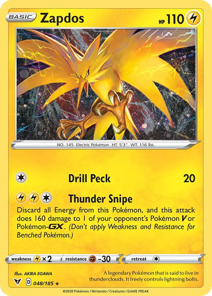 Zapdos (048/185) (Cosmos Holo) [Sword & Shield: Vivid Voltage] | Arkham Games and Comics