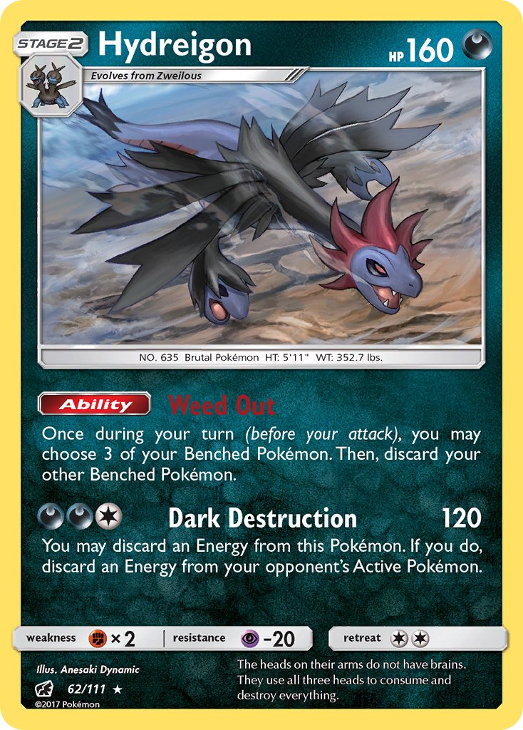 Hydreigon (62/111) (Cracked Ice Holo) (Theme Deck Exclusive) [Sun & Moon: Crimson Invasion] | Arkham Games and Comics