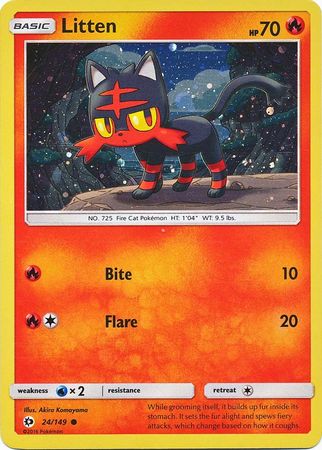 Litten (24/149) (Cosmos Holo) [Sun & Moon: Base Set] | Arkham Games and Comics