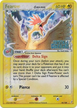 Fearow (18/100) (Delta Species) (Stamped) [EX: Crystal Guardians] | Arkham Games and Comics