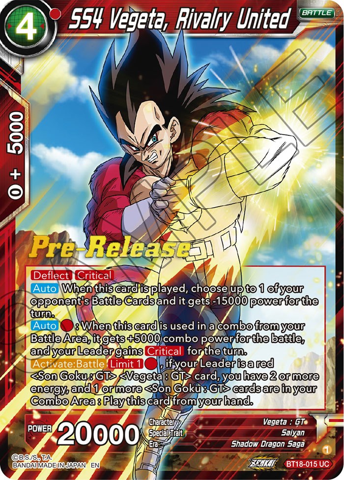 SS4 Vegeta, Rivalry United (BT18-015) [Dawn of the Z-Legends Prerelease Promos] | Arkham Games and Comics