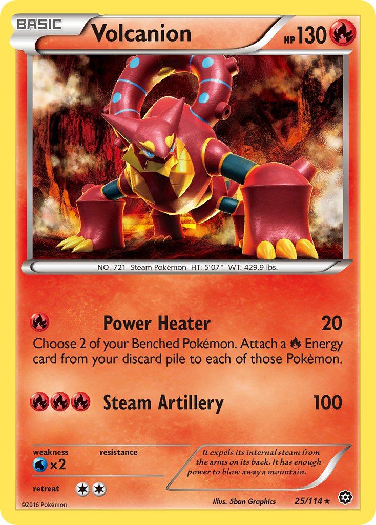 Volcanion (25/114) (Cracked Ice Holo) (Theme Deck Exclusive) [XY: Steam Siege] | Arkham Games and Comics