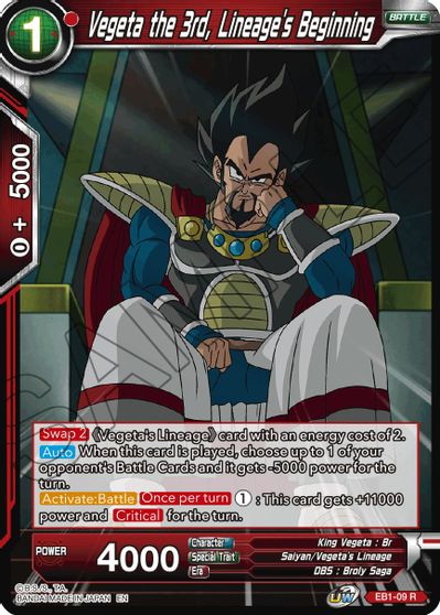 Vegeta the 3rd, Lineage's Beginning (EB1-009) [Battle Evolution Booster] | Arkham Games and Comics