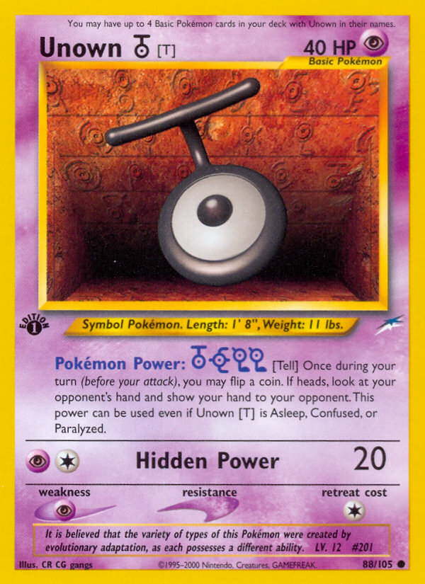 Unown [T] (88/105) [Neo Destiny 1st Edition] | Arkham Games and Comics