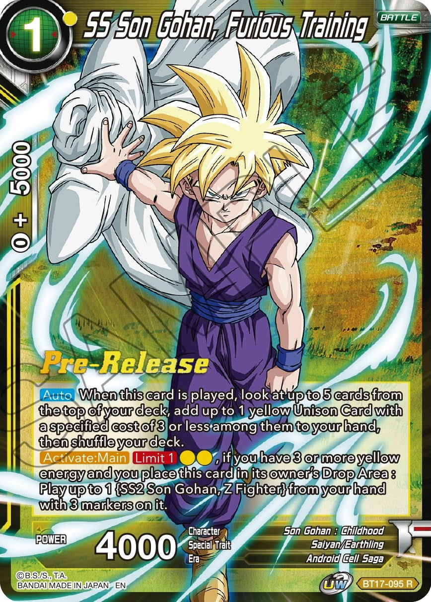 SS Son Gohan, Furious Training (BT17-095) [Ultimate Squad Prerelease Promos] | Arkham Games and Comics