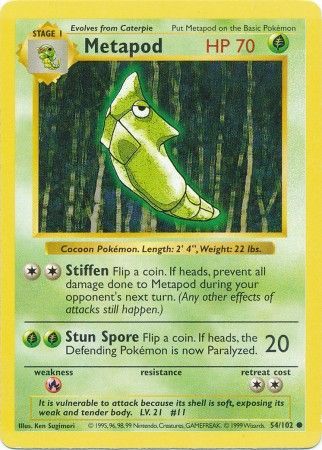 Metapod (54/102) [Base Set Shadowless Unlimited] | Arkham Games and Comics