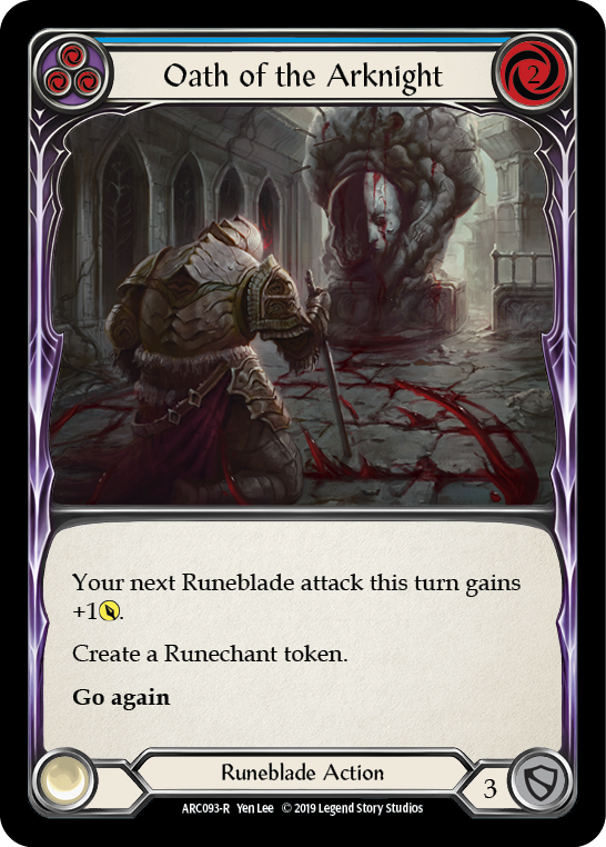 Oath of the Arknight (Blue) [ARC093-R] (Arcane Rising)  1st Edition Rainbow Foil | Arkham Games and Comics